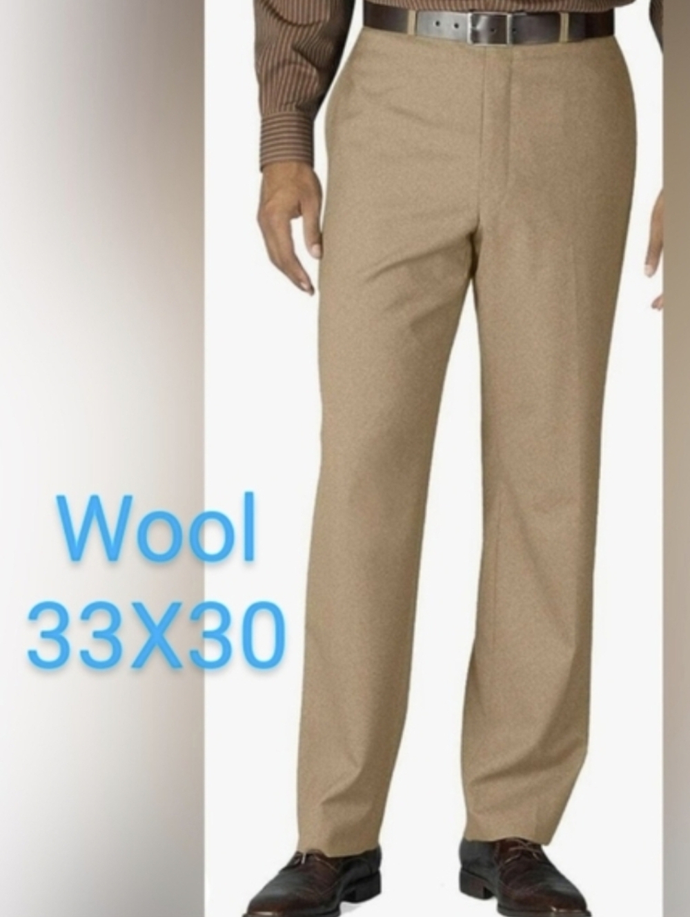Ralph Lauren Total Comfort Wool Dress Pants, 32x30 Tan